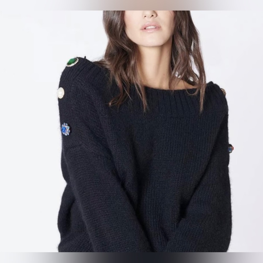 Veronica Beard embellished sweater in black.